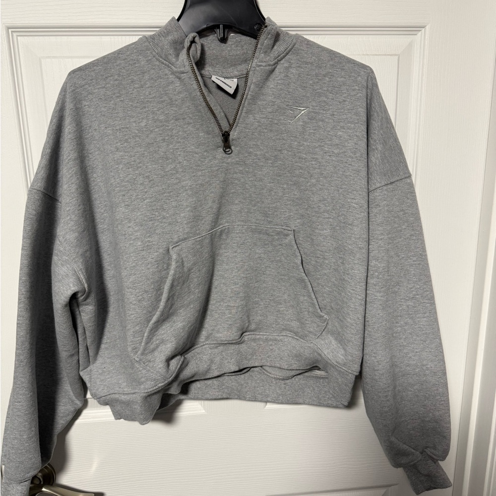 Gymshark Gray Half-Zip Hooded Sweatshirt